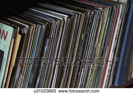 Collection of records on shelf; Porterville; California; USA View Large Photo Image Stock Image - Collection of records on shelf; Porterville; California; USA. Fotosearch