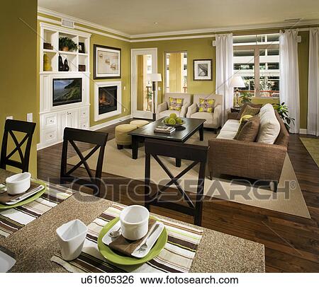 Contemporary living room with green walls; Aliso Viejo; California; USA View Large Photo Image Stock Photograph - Contemporary living room with green walls; Aliso Viejo; California; USA. Fotosearch