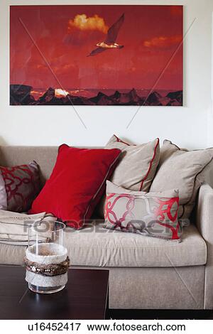 Creative painting and comfortable sofa in contemporary living room View Large Photo Image Stock Photo - Creative painting and comfortable sofa in contemporary living room. Fotosearch