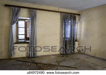 Curtains in front of window in abandoned home., Albiano d'Ivrea, Italy View Large Photo Image Stock Image - Curtains in front of window in abandoned home., Albiano d'Ivrea, Italy. Fotosearch