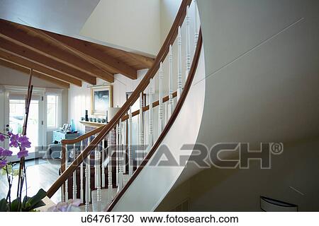 Curved staircase in home, Laguna Beach, California, USA View Large Photo Image Stock Image - Curved staircase in home, Laguna Beach, California, USA. Fotosearch