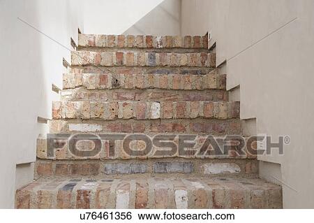 Stock Photograph - Detail brick staircase; Irvine; California; USA. Fotosearch