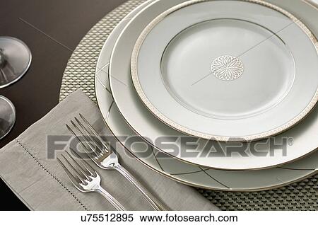 Stock Photography - Detail classic place setting; Italy. Fotosearch