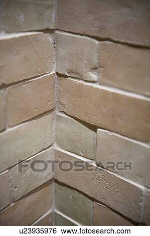 Stock Photograph - Detail light colored brick wall; Irvine; California; USA. Fotosearch