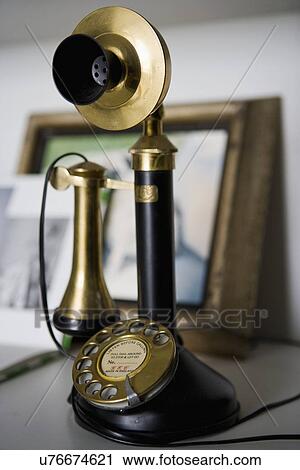 Stock Image - Detail of candlestick phone; Hollywood; California; USA. Fotosearch