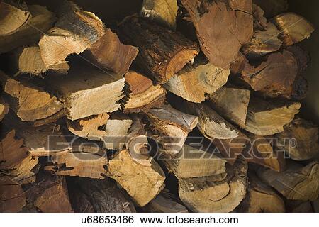 Stock Photograph - Detail of cut logs for fire; Ladera Ranch; California; USA. Fotosearch