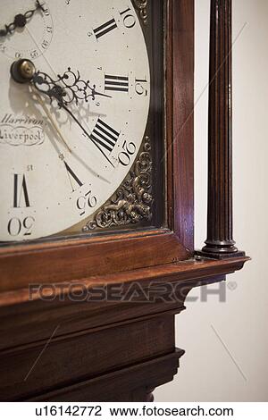Stock Image - Detail of grandfather clock; Irvine; California; USA. Fotosearch
