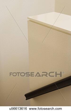 Stock Photograph - Detail of wooden hand rail; Aliso Viejo; California; USA. Fotosearch