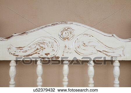 Stock Image - Detail Old wooden bench; Bakersfield; California; USA. Fotosearch