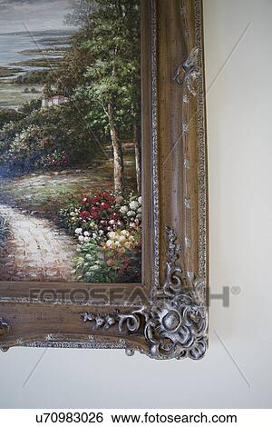 Detail ornate frame hanging on wall; Laguna Beach; California; USA View Large Photo Image Stock Photograph - Detail ornate frame hanging on wall; Laguna Beach; California; USA. Fotosearch