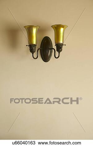 Stock Image - Detail sconce on the wall; Carpinteria; California; USA. Fotosearch
