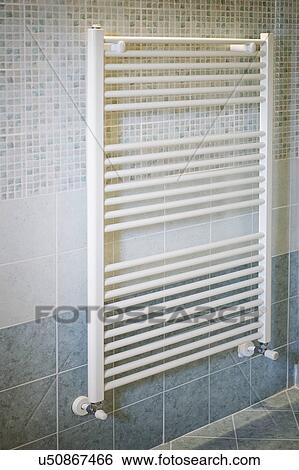 Stock Photograph - Detail towel warmer; Italy. Fotosearch