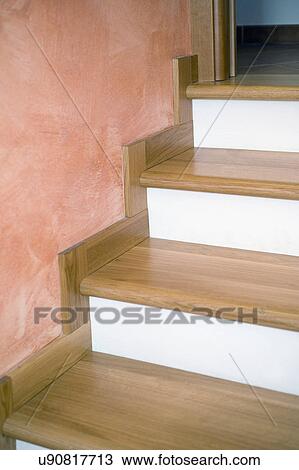 Stock Image - Detail wooden staircase; Italy. Fotosearch