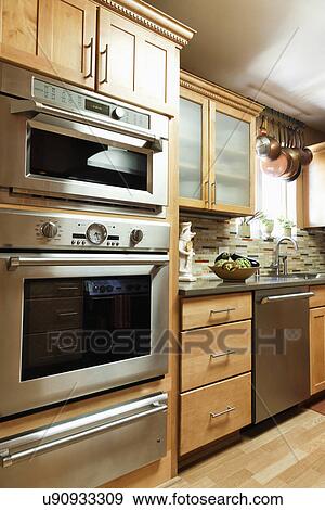 Double oven in contemporary kitchen, Santa Fe, New Mexico, USA View Large Photo Image Stock Photo - Double oven in contemporary kitchen, Santa Fe, New Mexico, USA. Fotosearch