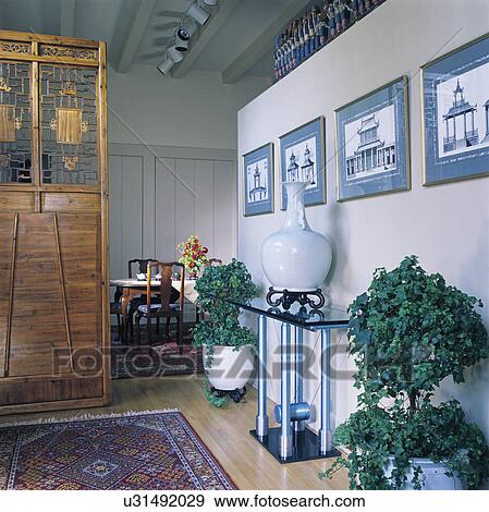 Eintrag, halls:, geschnitzt, chinesischer, türen, chinesischer