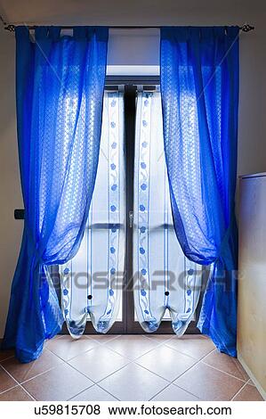 Embroidered sheer curtains in front of window; Italy View Large Photo Image Stock Photo - Embroidered sheer curtains in front of window; Italy. Fotosearch