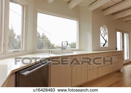 Empty contemporary kitchen, Santa Fe, New Mexico, USA View Large Photo Image Stock Image - Empty contemporary kitchen, Santa Fe, New Mexico, USA. Fotosearch