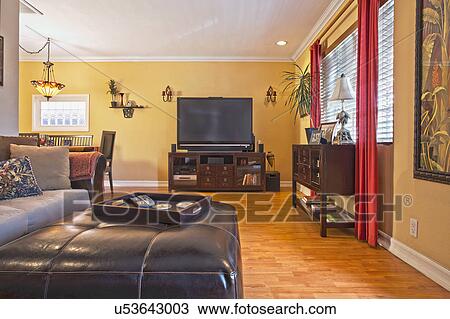 Entertainment center in small living room, Laguna Beach, California, USA View Large Photo Image Stock Image - Entertainment center in small living room, Laguna Beach, California, USA. Fotosearch