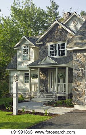 Stock Image - Entrance of a single family home. Fotosearch