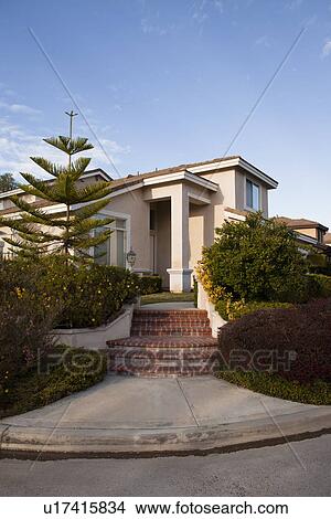 Picture - Entrance of traditional home, Laguna Beach, California, USA. Fotosearch