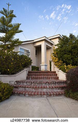 Stock Photo - Entrance of traditional home, Laguna Beach, California, USA. Fotosearch