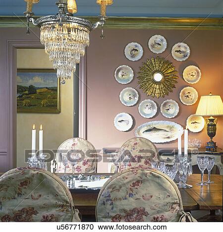 Esszimmer, -crystal, kronleuchter, lasche, collection., rosenblüte