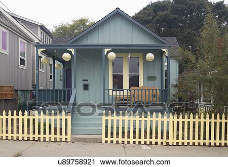 Exterior green American Craftsman styled bungalow with yellow fence; Pacific Grove; California; USA View Large Photo Image Stock Image - Exterior green American Craftsman styled bungalow with yellow fence; Pacific Grove; California; USA. Fotosearch