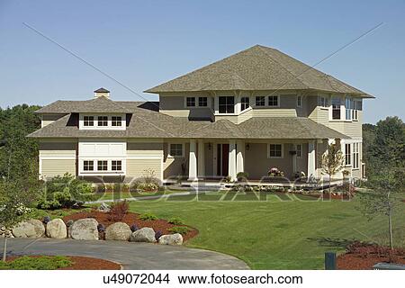 Exterior of a single family home against clear sky View Large Photo Image Picture - Exterior of a single family home against clear sky. Fotosearch