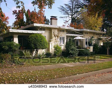 Exterior view of a contemporary bungalow styled home; Chico; California; USA View Large Photo Image Stock Image - Exterior view of a contemporary bungalow styled home; Chico; California; USA. Fotosearch