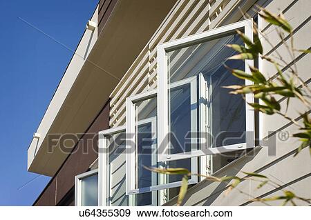 Stock Photo - Exterior view of open casement windows, San Diego, California, USA. Fotosearch
