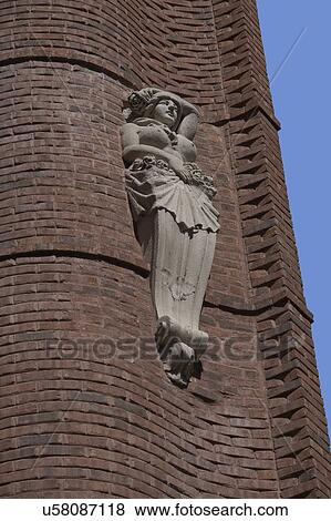 Stock Photo - EXTERIORS; brick, architectural caryatid detail. Fotosearch