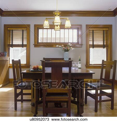 Eßzimmer, -, remodeled, /, wiederhergestellt, mission stil, room