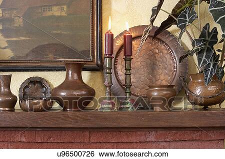 Fireplace Mantel Detail Arts And Crafts Home Oak Mantel On Red