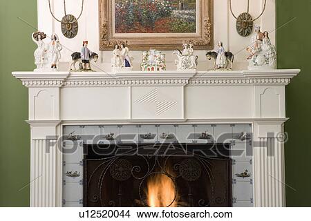 Fireplaces:, derecho, en, vista, de, detail., clásico, diseñar