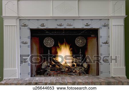 Fireplaces Straight View Classical Styled Fireplace Fluted