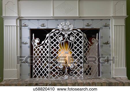 Fireplaces Straight View Of Classical Mantel With Tile Surround