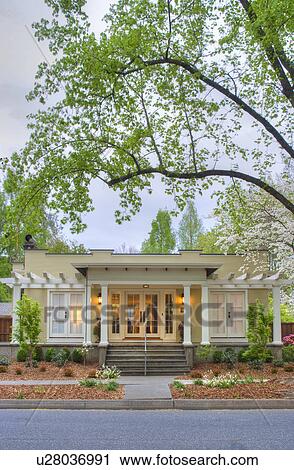 Front exterior California Bungalow and landscaping; Chico; California; USA View Large Photo Image Stock Image - Front exterior California Bungalow and landscaping; Chico; California; USA. Fotosearch
