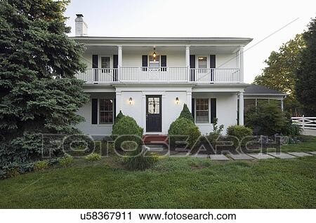 Front exterior of colonial style home; Potomac; Maryland; USA View Large Photo Image Stock Image - Front exterior of colonial style home; Potomac; Maryland; USA. Fotosearch