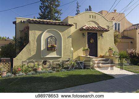 spanish exterior story potted plants jose california san usa fotosearch