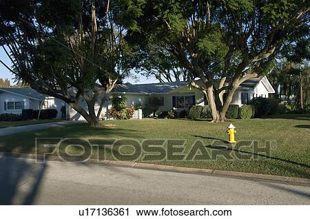 Front exterior single level home with garage View Large Photo Image Stock Image - Front exterior single level home with garage. Fotosearch