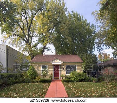 Front exterior yellow cottage; Chico; California; USA View Large Photo Image Stock Photo - Front exterior yellow cottage; Chico; California; USA. Fotosearch