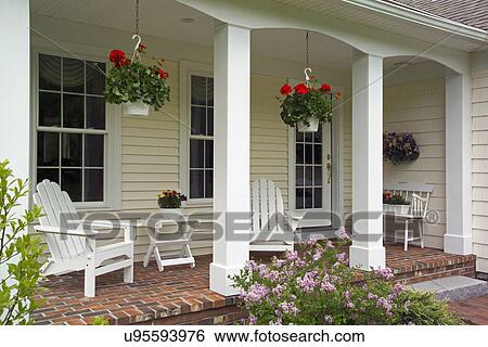 Stock Photograph - Front porch of a single family home. Fotosearch