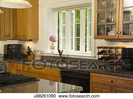 Granite countertop in domestic kitchen View Large Photo Image Stock Image - Granite countertop in domestic kitchen. Fotosearch