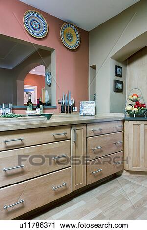 Hardwood floors and cabinets in contemporary kitchen, Santa Fe, New Mexico, USA View Large Photo Image Stock Image - Hardwood floors and cabinets in contemporary kitchen, Santa Fe, New Mexico, USA. Fotosearch