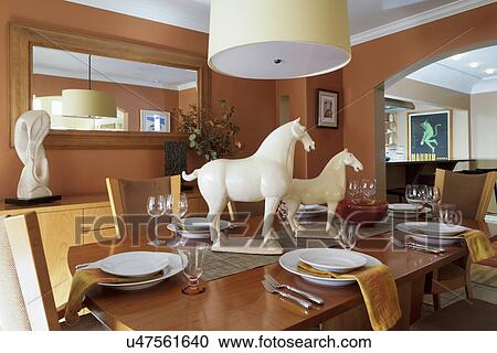 Stock Photography Of Horse Decorations On Traditional Dining Table Horse Decorations On Traditional Dining Table Albuquerque New Mexico Usa
