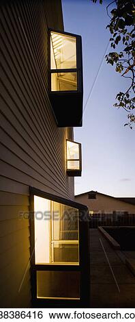 Illuminated modern bay windows, San Diego, California, USA View Large Photo Image Stock Photograph - Illuminated modern bay windows, San Diego, California, USA. Fotosearch