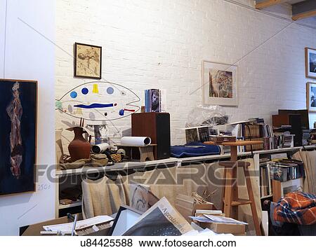 Interior messy artist studio View Large Photo Image Stock Photo - Interior messy artist studio. Fotosearch