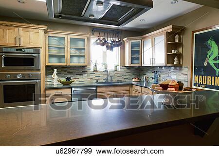 Interior of a contemporary kitchen, Santa Fe, New Mexico, USA View Large Photo Image Stock Photo - Interior of a contemporary kitchen, Santa Fe, New Mexico, USA. Fotosearch