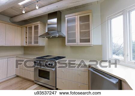 Stock Photo - Interior of a contemporary kitchen, Santa Fe, New Mexico, USA. Fotosearch