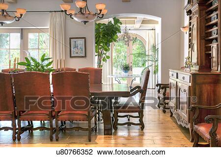 Interior of a dining room, California, USA View Large Photo Image Stock Image - Interior of a dining room, California, USA. Fotosearch